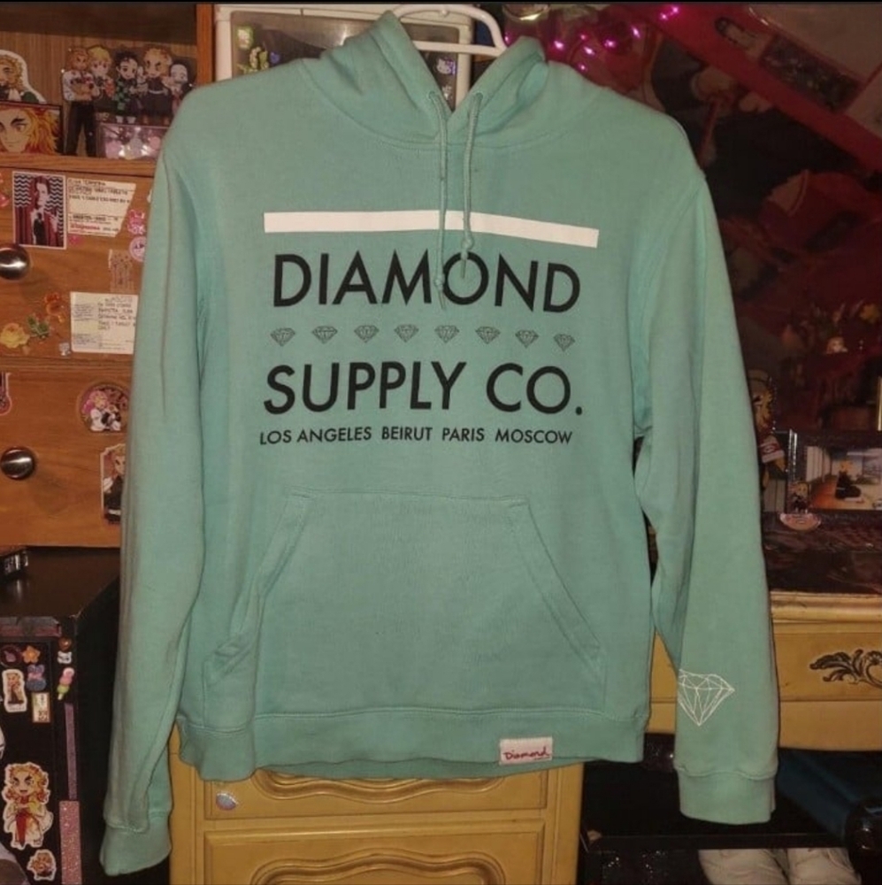 Light blue / cyan diamond supply pullover graphic hoodie